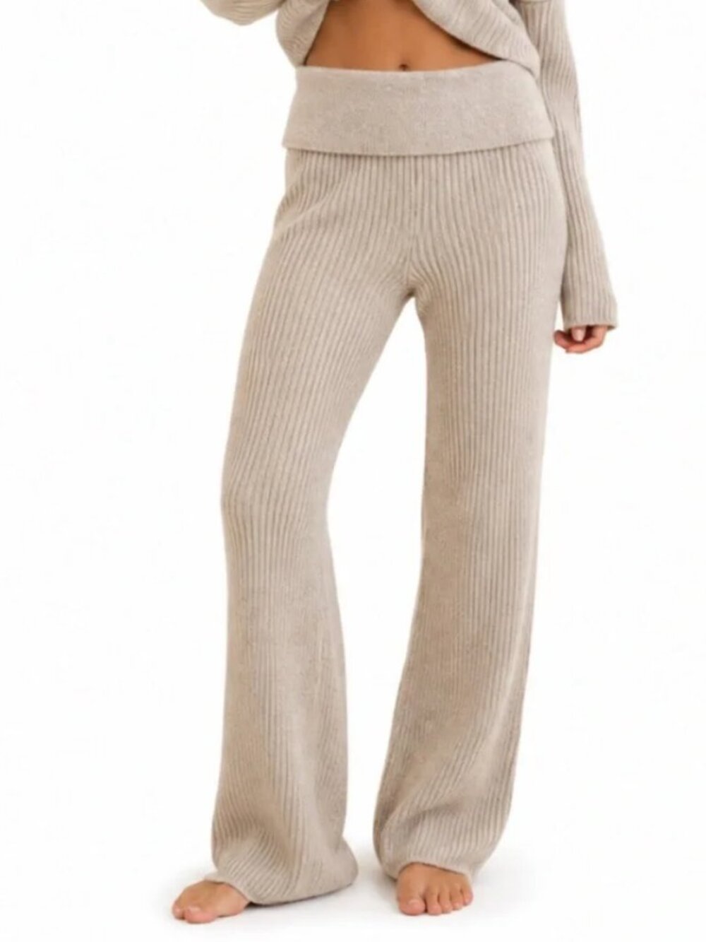 aerie NEW Late Night Foldover Ribbed Knit Flare Leg Knit Comfy Pants size XS